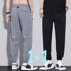 BIKASU 남자 여름 빅사이즈 조거팬츠 밴딩 스판 냉장고 바지 1+1