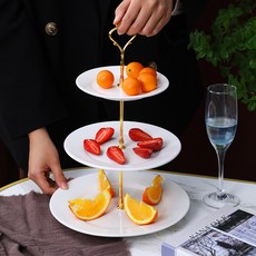 루카시아 케이크 디저트 트레이 애프터눈티세트, 1개, 화이트3단