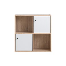 TZUMii 韓系二格二門櫃 收納櫃 組合櫃-雙色可選, 溫潤木+白, 1個