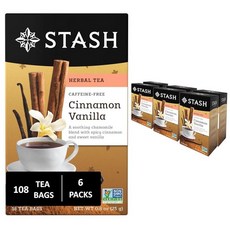 Stash Tea 자스민 블라썸 녹차 - 카페인 GMO 프리 프로젝트 인증 프리미엄 차 인공 성분 없음 20개 (6개 팩) 총 120개, Cinnamon Vanilla