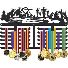 철제 메달 걸이 운동회 수상 메달 보관 거치대 마라톤 스포츠 메달 소장 기념 40x25cm, 블랙, 1개