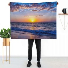 해변 옆의 일몰 풍경 여름 밤 수면 얇고 담요, 4. 125x100cm(50x40in)