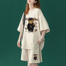 【迴頭客1162人】潮牌時尚酷鹽係炸街休閒運動套裝女夏大碼胖mm2-300斤寬鬆兩件套