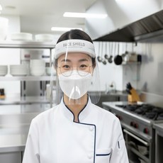 안면 보호 마스크 페이스쉴드 플라스틱 투명 위생 얼굴 가림막 식당 음식점 조리용 요식업, 그레이