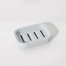 배수 커버가 있는 휴대용 이중층 비누 접시 욕실 여행용 사각형 플라스틱 보관함 ﻿, 01 S, 02 Gray Blue, 1개