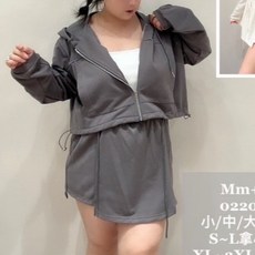 雪莉小姐 中大碼休閒小辣妹抽繩衛衣套裝 S-3XL