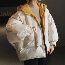 여성 패딩 2색 양면 오버핏 여자 겨울 점퍼 여성경량패딩점퍼 여성패딩코트 jon+0643XV