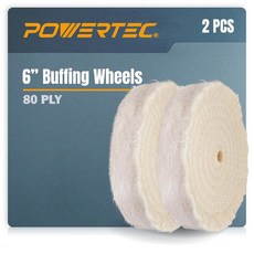 POWERTEC 71631 벤치 2CM 버핑 6인치 키트 15 그라인더 폴리싱 컴파운드, 화이트 버핑 휠 2개