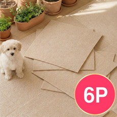 펫블리스 애견 타일 카페트 미끄럼방지 퍼즐 강아지 매트, 6개, 베이지