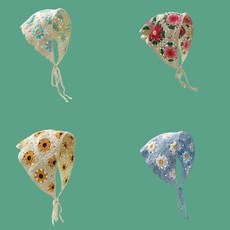 쌍문상회 삼각 니트 두건 머리 스카프 플라운 헤어밴드 머리띠