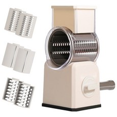 HA.M 만능채칼 돌돌이 드럼통 안전 멀티슬라이서 야채 다지기 손질 조리 도구 세트 (3종 칼날), 그레이, 1개