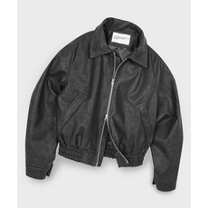 PLACE STUDIO 레더 점퍼 오버핏 싱글 블루종 자켓 [블랙] 237844