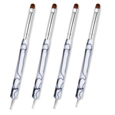 프렌치 젤 아크릴 네일 아트 브러시 4pcs 매니큐어를 위한 도팅 전문 매니큐어 도구가 포함된 양방향 큐티클 세부 디자인 펜 (10# 12# 14# 16#), White+Black