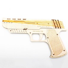 YII WMOC 3D 나무 퍼즐 기계식 모델 자동차 키트 장난감 남녀 조립용 음악 뇌 티저 및 어린이용, Gun, 1개