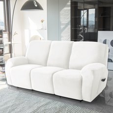 [모든사이즈 호환] 커버무드 리클라이너 벨벳 소파 커버, 밀크 화이트, 1개