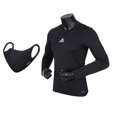 adidas 愛迪達 Techfit機能性運動長袖T恤+運動口罩