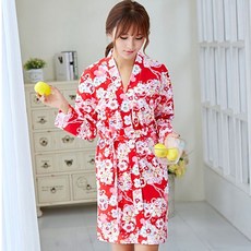 섹시 핑크 플라워 기모노 코스프레 코스튬