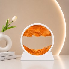 미츠케 3D Quicksand 무빙 샌드아트 모래 액자 흐르는 인테리어 소품 홈 장식품, 1개, 화이트-옐로우