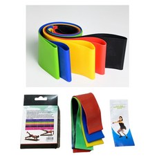 多功能彈力帶組 瑜珈皮拉提斯伸展帶 健身輔助訓練帶 不同阻力等級 輕巧便攜, 綠.藍.黃.紅.黑, 1個