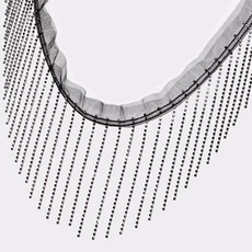 1 야드 라인스톤 프린지 트림 다이아몬드 리본 크리스탈 태슬 스파클 보석 체인 천 바느질 공예 DIY 장식 화이트, Black, 1개