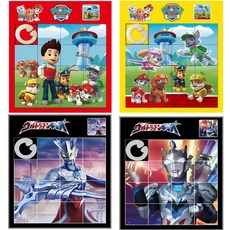 滑動拚圖 塑料拼闆 卡通移動滑塊 16格 兒童益智玩具 移動華容道 汪汪隊, 旺旺隊飛天+地面+賽羅+澤塔, 1個