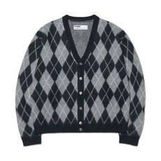 노매뉴얼 ARGYLE HAIRY CARDIGAN - GRAY 530204