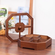 實木堅果盤客廳幹果收納盒喜糖結婚瓜子果盒木質分格帶蓋創意中式, 實木八角特價款, 1個