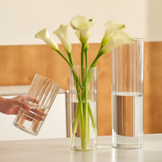 썬앤홈 깨지지않는 투명 아크릴 줄무늬 화병