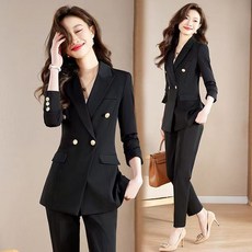 빅사이즈 150kg까지 정장세트 여성용 봄가을 하객룩 면접 고급스러운 작업복 상하의세트