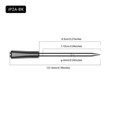 TNT-2BW 바베큐 온도계 스타일용 Tempwise 무선 프로브 식품 등급 스테인레스 스틸 검정색 긴 흰색 짧은, 02 Black Probe, 1개