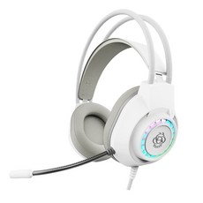 CHAOS 混元 橐蜚 電競耳機 50mm動圈單體 彩光RGB 輕量透氣 全指向麥克風 3.5mm跨平台, 瀅白, 瀅白, GHS-A04W