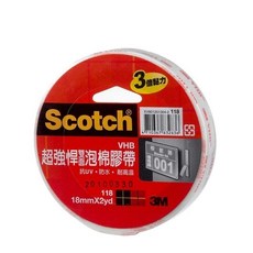 3M 118 超強悍 VHB 雙面泡棉膠帶 12mm 18mm 24mm (3倍黏力), 1個