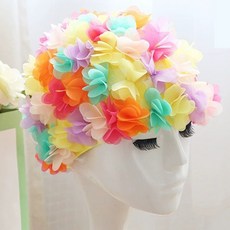 프리다이빙 지락실 수영 모자 귀여운 지구오락실 캐릭터 수모 맨드라미 꽃, 1개, 01.꽃다발