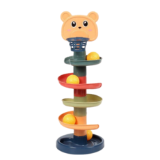 投籃疊疊樂 兒童趣味軌道滑球塔 益智玩具 親子互動 滾球玩具, 5層+5球, 1個