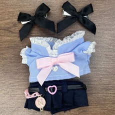 10cm 인형옷 봉제 선물 키링 인형 꾸미기 의상, G. 블루 슬립+핑크 벨트, 1개