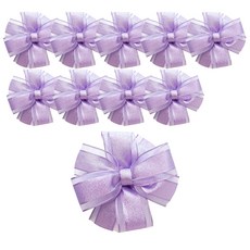 데코플러스 완성리본 오간디 리본꽃, 10개, 보라색