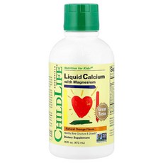 차일드라이프 ChildLife Essentials 마그네슘 함유 액상 칼슘 천연 오렌지 맛 474 ml(16fl oz) CDL-10700, 474ml, 1개