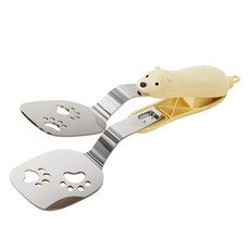 Tiger Pavilion 베어 캐릭터 스테인리스 스틸 양면 집개 6.5 x 24cm, 옐로, 1개