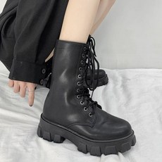 앵클부츠 오버아웃솔 미들워커 레이스업워커 키높이 어글리부츠