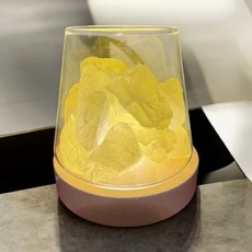 綠色鹽晶燈 - 臥室床頭燈/氣氛燈/小夜燈 - 黃水晶擴香杯, 1組