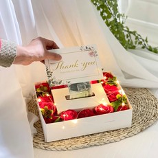 LOVELY FARM 香皂花 迷人反轉零用錢盒 + 5款留言卡 + LED燈, 紅色