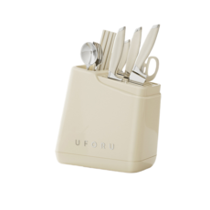 UFORU多功能廚房刀座，刀具餐具收納架，時尚簡約設計，廚房收納好幫手, 白色, 1個