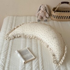 新款棉麻月亮抱枕 - 親膚舒適 學生宿舍/兒童適用 多功能夾腿抱枕, 花園兔,35*80公分/只