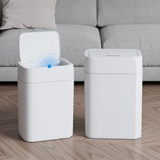 [1+1세트 20L+17L]KUAHAI 자동 센서 쓰레기통 냄새차단 화장실 휴지통, 흰색