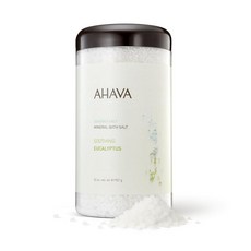 AHAVA 사해 미네랄 목욕 소금 - 영양 필수 바디 케어를 위한 목욕 담그기 32온스., 유칼립투스, 1개