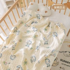 Baby Studio 嬰兒浴巾棉六層紗布，寶寶新生兒童蓋毯包巾 #D06-012, 呆萌恐龍