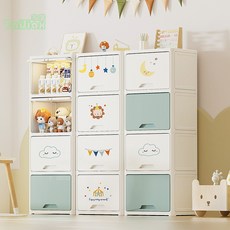 【高品質】收納櫃 塑料寶寶衣櫃 兒童玩具儲存櫃 翻蓋式櫃子 收納置物櫃 置物架 收納架 櫥櫃 抽屜櫃 收納櫃 層櫃 衣櫥, 蘇貝青,3層