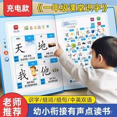 會說話的識字早教機兒童識字大全有聲書雙語點讀書, 500個早教發聲內容【無英文】,USB充電【手指點讀發聲】防水耐撕