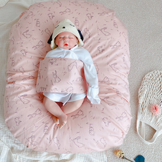 [제이앤제나] 허리에 무리없는 신생아부터 역류방지쿠션_래빗내츄럴 역류방지쿠션, 오리지널_래빗핑크(커버+솜18도)세트