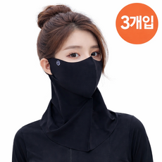 엘리시에 자외선차단 페이스넥 슬림핏 봄 여름 남여공용 KC인증 쿨 마스크, 3개, 블랙